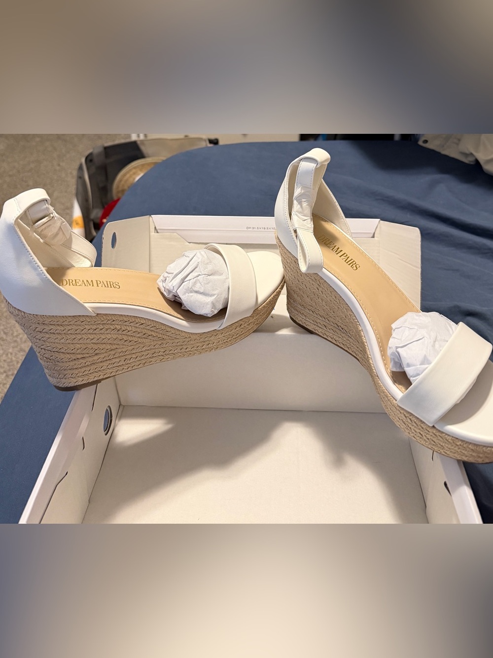 Dream Pairs White Espadrille Wedge Sandals with Jute Wrap